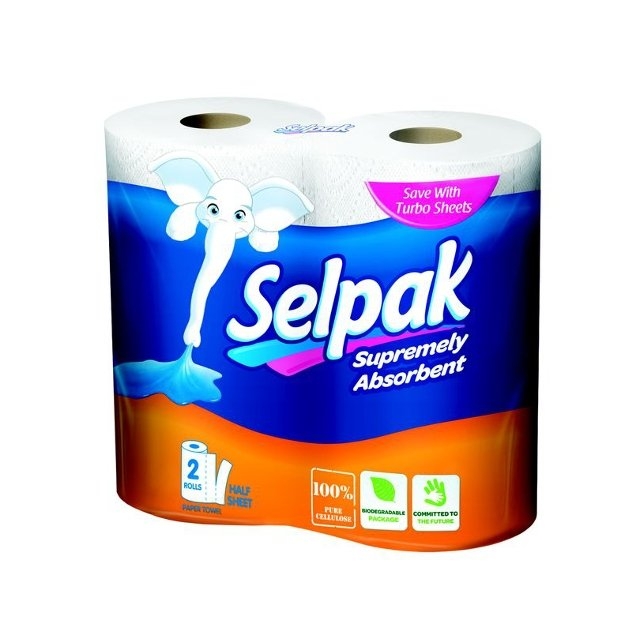 Полотенца бумажные SELPAK в рулоне белые (2шт/уп.)